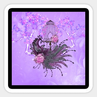 Wonderful elegant peacock with flowers Sticker